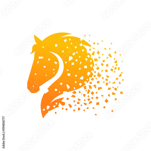 Horse Head Pixel Gradient Logo Design Vector Symbol Illustration