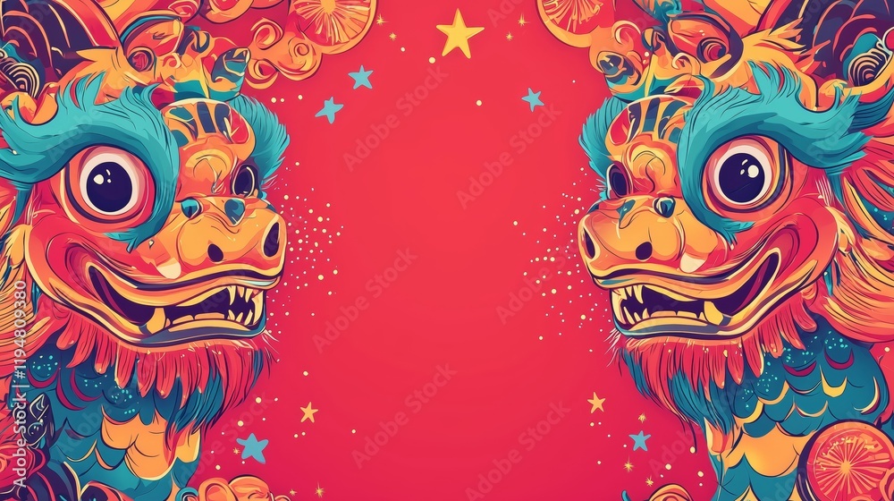 Fototapeta Vibrant Chinese Dragon Illustration for Festive Celebrations