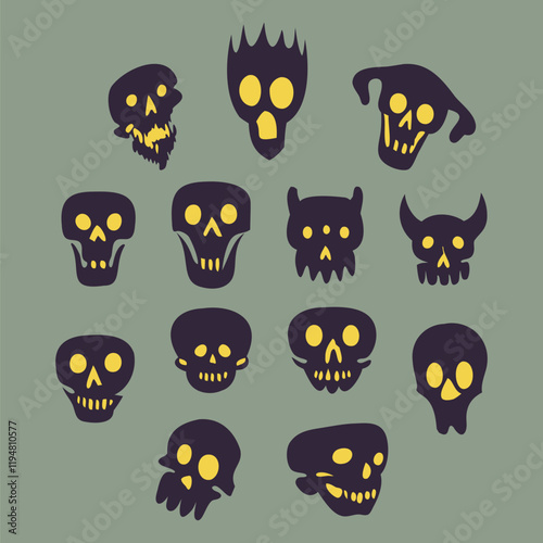 skull hand drawn collection