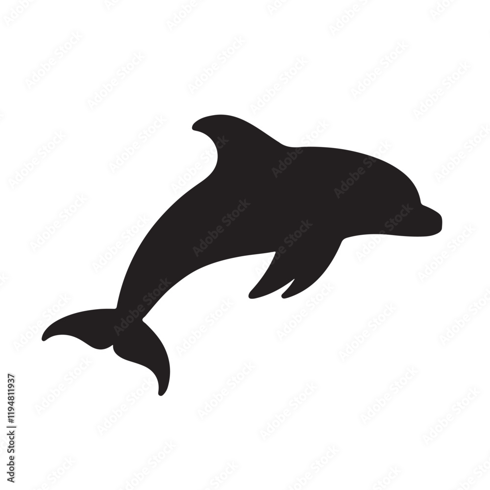 Silhouette of a Dolphin - Vector Illustration Silhouette of a Dolphin - Vector Illustration