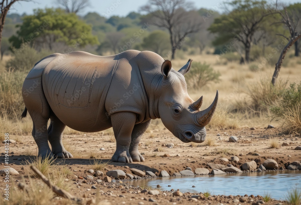 Obraz premium white rhino in the savannah