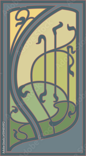 Art Nouveau Decorative Frame. Vector Template for Retro Style Posters, Covers, Illustrations, 1900s - 1920s Colors and Shapes