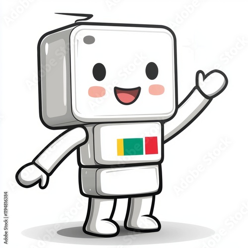 Happy Mali Flag Robot Waves Hello