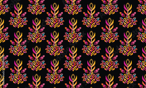 Geometric ethnic flower pattern for background,fabric,wrapping,clothing,wallpaper,Batik,carpet,embroidery style.