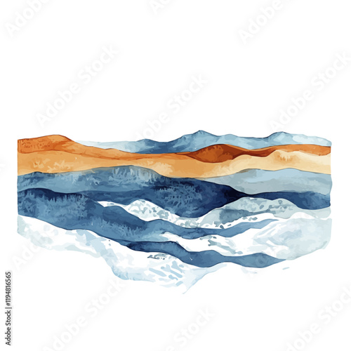 A watercolor of Rising Sea Levels, isolated on a white background. Rising Sea Levels vector.
