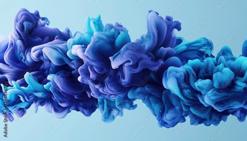 Cool cyan and navy ink forming intricate, fluid abstract patterns Cool cyan and navy ink forming intricate, fluid abstract patterns