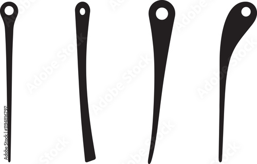 Silhouette set of Needle sewing sign vector illustration with white background