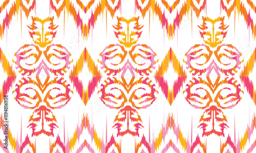 Geometric ethnic flower pattern for background,fabric,wrapping,clothing,wallpaper,Batik,carpet,embroidery style.