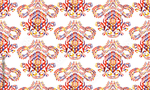 Geometric ethnic flower pattern for background,fabric,wrapping,clothing,wallpaper,Batik,carpet,embroidery style.