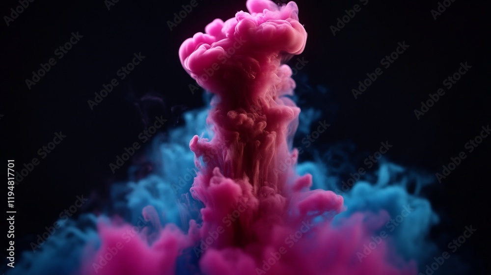 Fototapeta premium Abstract Pink and Blue Ink Cloud in Motion
