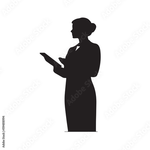 silhouette of a teacher with the book - vector illustration