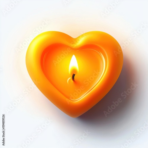 Romantic candlelight glow intimate setting decorative element warm ambiance close-up love concept, isolated on white background