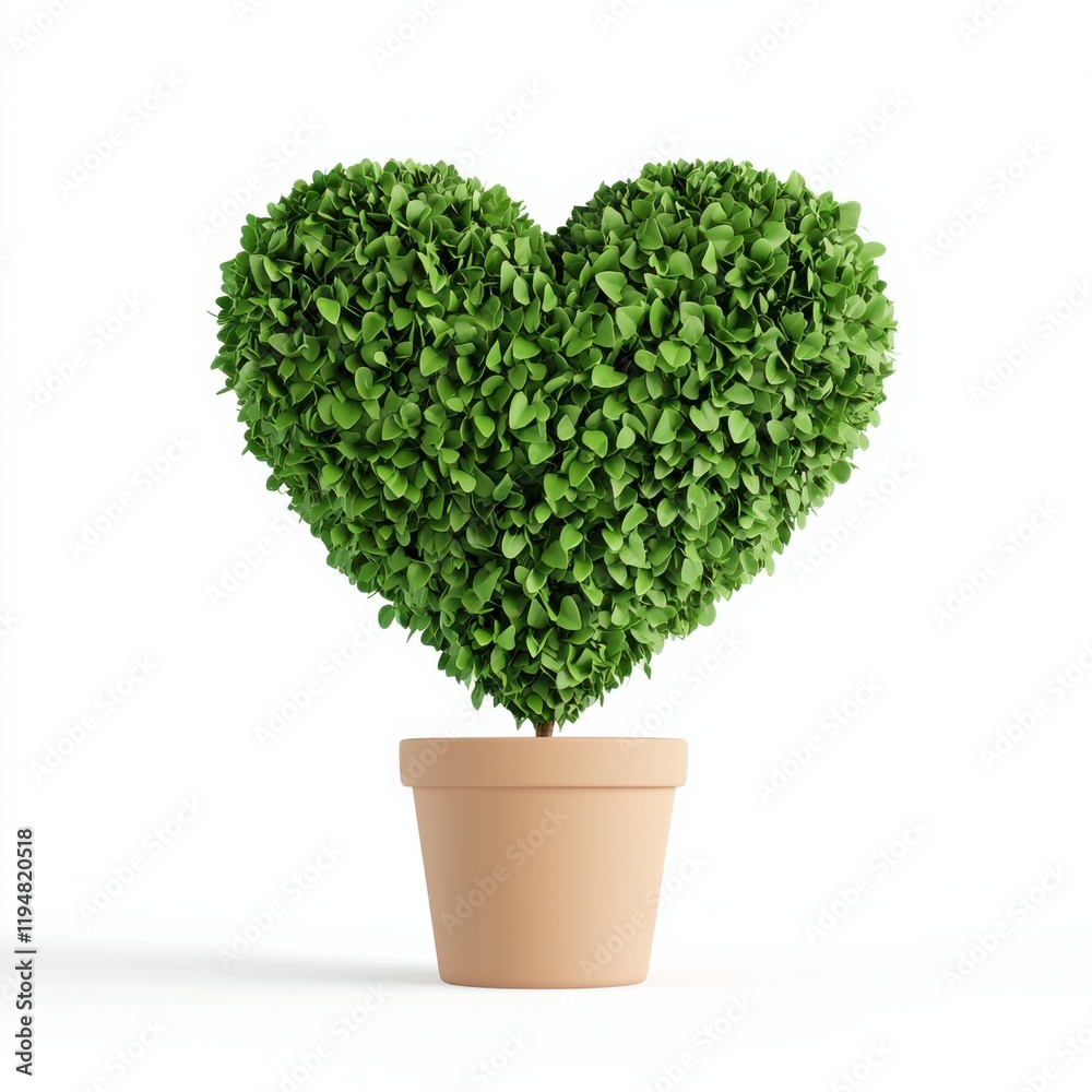 Heart-shaped green leaf plant in pot nature scene indoor decor minimalist style close-up view eco-friendly concept, isolated on white background Heart-shaped green leaf plant in pot nature scene indoor decor minimalist style close-up view eco-friendly concept, isolated on white background