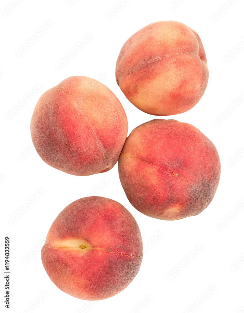Four ripe peaches floating on transparent background Four ripe peaches floating on transparent background