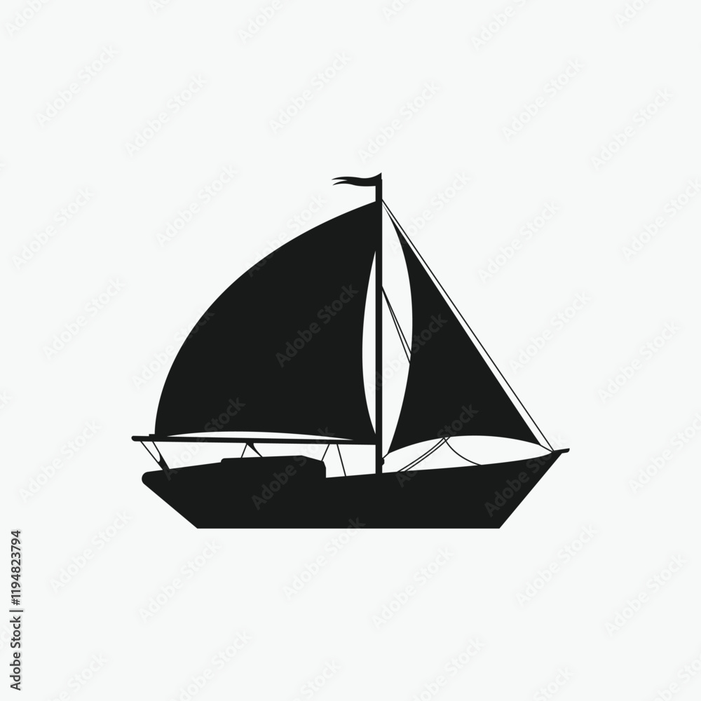 Fototapeta premium Sailboat vector icon isolated on a white background