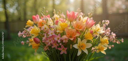 Wallpaper Mural Bouquet of lilies and tulips in sunlight Torontodigital.ca