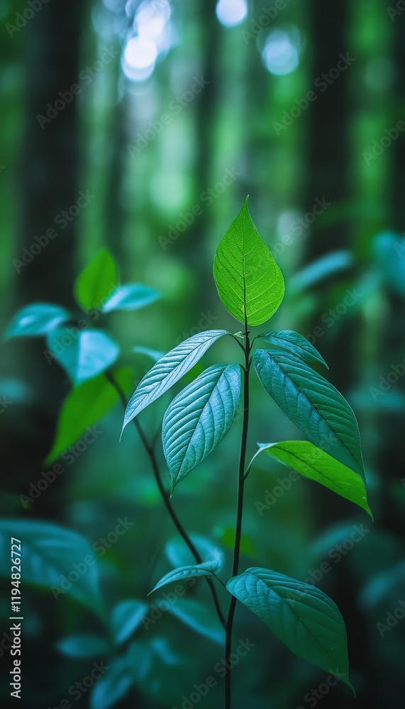 Obraz premium Vivid Green Leaves of Natural Herbs for Traditional Medicine in Lush Forest Surroundings,