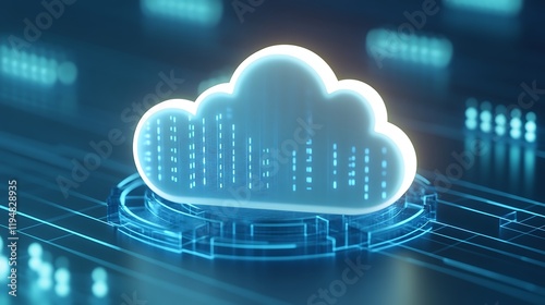 Futuristic Cloud Icon With Data Streams and Digital Connections in a Modern Technology Background