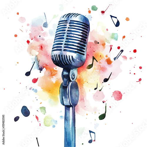 A watercolor of a pop music concert crowd, isolated on a white background. Pop music vector.
