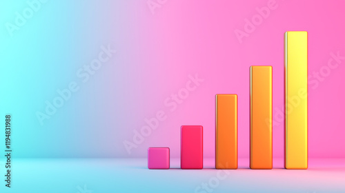 Colorful bar graph on a gradient background representing growth and progress. Free Download Colorful bar graph on a gradient background representing growth and progress. - GFXLoad