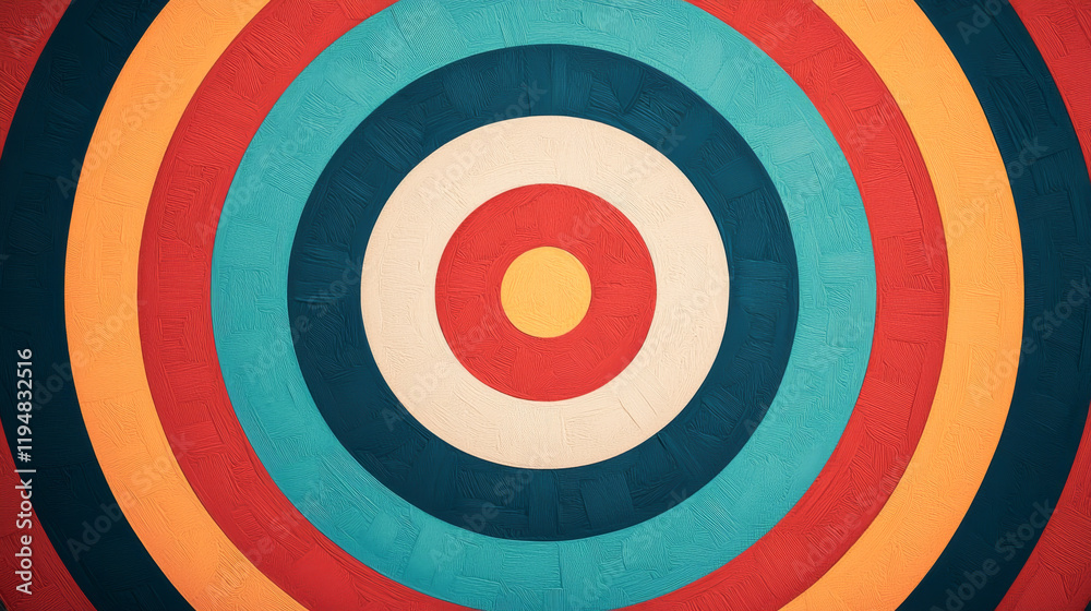 Colorful bullseye target design with concentric circles in vibrant hues. Colorful bullseye target design with concentric circles in vibrant hues.
