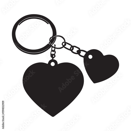  Valentine's Day Heart Keychain,, vector, silhouette, illustratio
