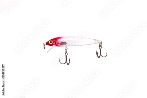 spoon with hooks for fishing on a white background, close-up