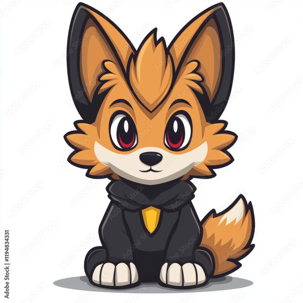 Adorable Cartoon Fox Wearing a Black Hoodie Adorable Cartoon Fox Wearing a Black Hoodie