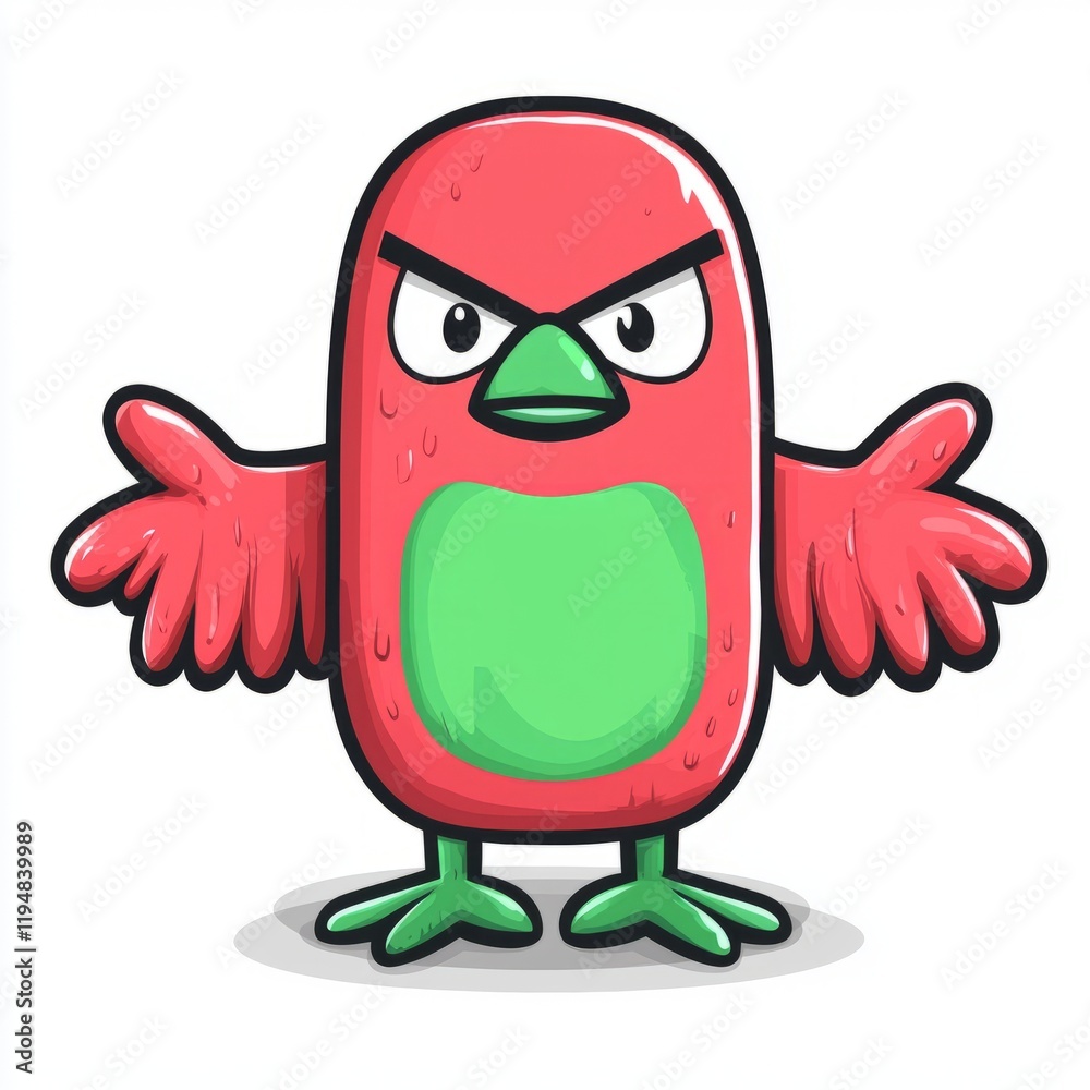 Fototapeta premium Angry Red Bird Cartoon Character Design