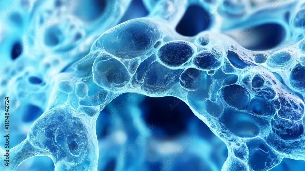 Abstract Blue Cell Structure: Microscopic View of Organic Tissue or Futuristic Material