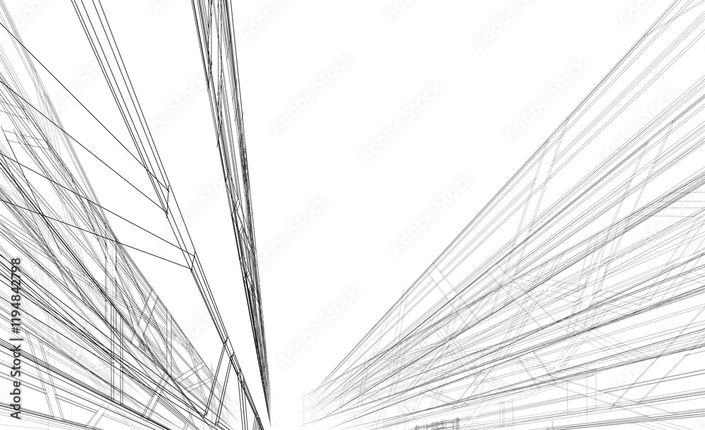 Abstract architecture background 3d illustration