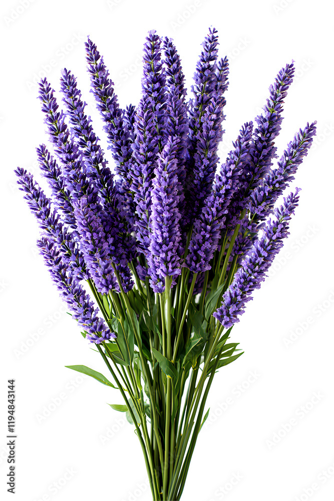 Naklejka premium Lavender Flowers Bouquet Isolated on White Background