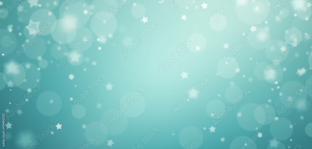 Teal background with scattered glowing star shapes. Teal background with scattered glowing star shapes.