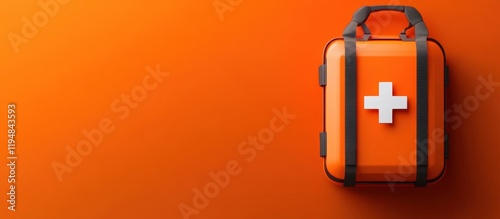 Orange First Aid Kit on Orange Background