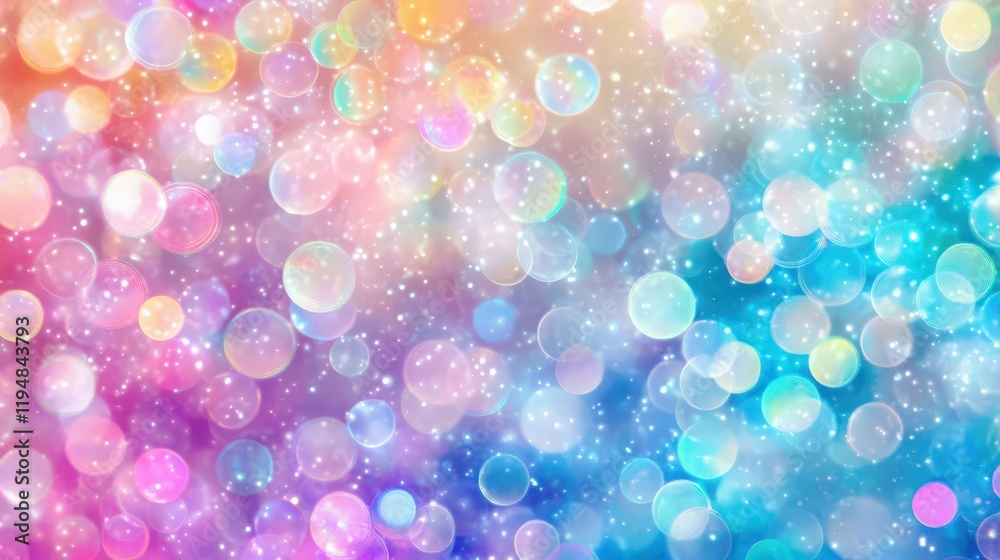 Sparkling Bubbles in Rainbow Hues Abstract Festive Background with bokeh lights Sparkling Bubbles in Rainbow Hues Abstract Festive Background with bokeh lights