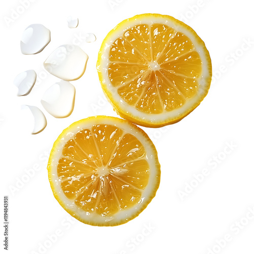 Juicy Lemon Halves Isolated on White Background