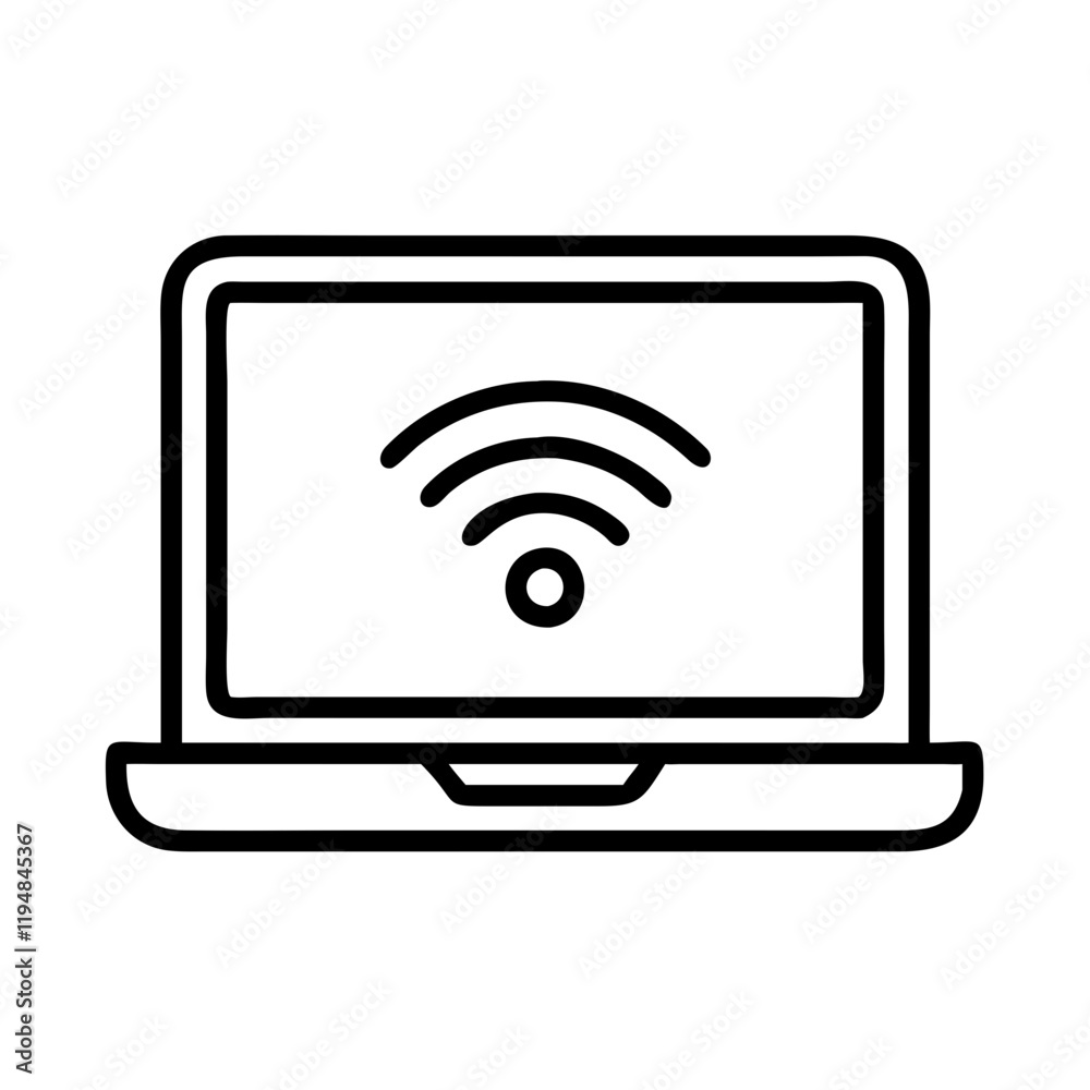 laptop with wi fi signal icon, laptop with wi fi signal line art - simple line art of laptop with wi fi signal, perfect for laptop with wi fi signal logos and icons and themed design laptop with wi fi signal icon, laptop with wi fi signal line art - simple line art of laptop with wi fi signal, perfect for laptop with wi fi signal logos and icons and themed design