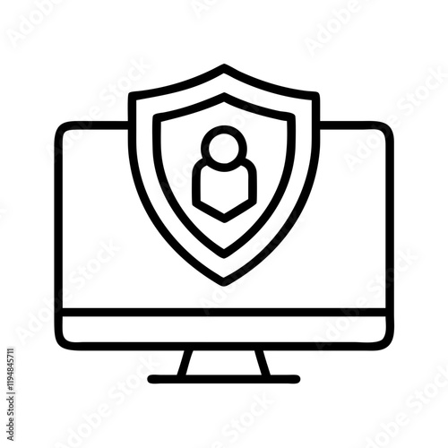Free Download online privacy shield icon, online privacy shield line art - simple line art of online privacy shield, perfect for online privacy shield logos and icons and themed design  - GFXLoad
