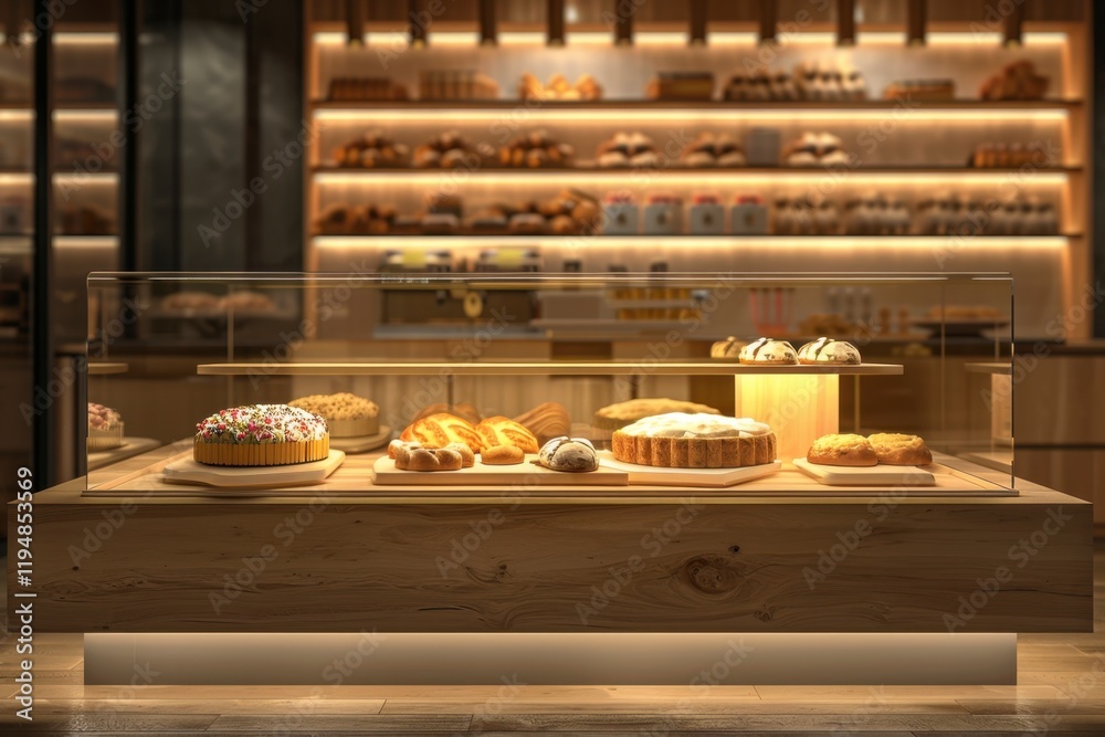Display of Delicious Pastries and Breads in Bakery Shop Interior Display of Delicious Pastries and Breads in Bakery Shop Interior