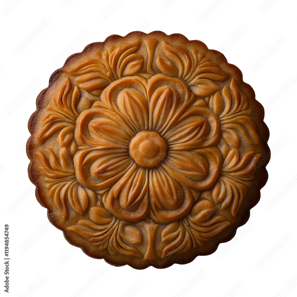 Intricate Flower-Shaped Cookie Design Isolated on Transparent Background Intricate Flower-Shaped Cookie Design Isolated on Transparent Background