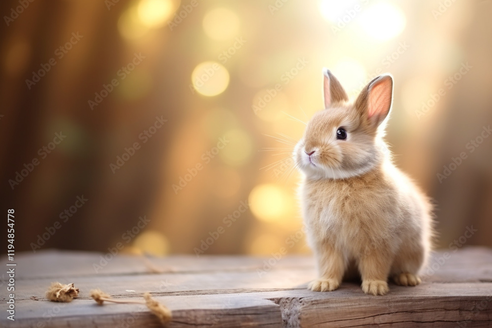 Obraz premium Brown Rabbit in Sunlit Forest