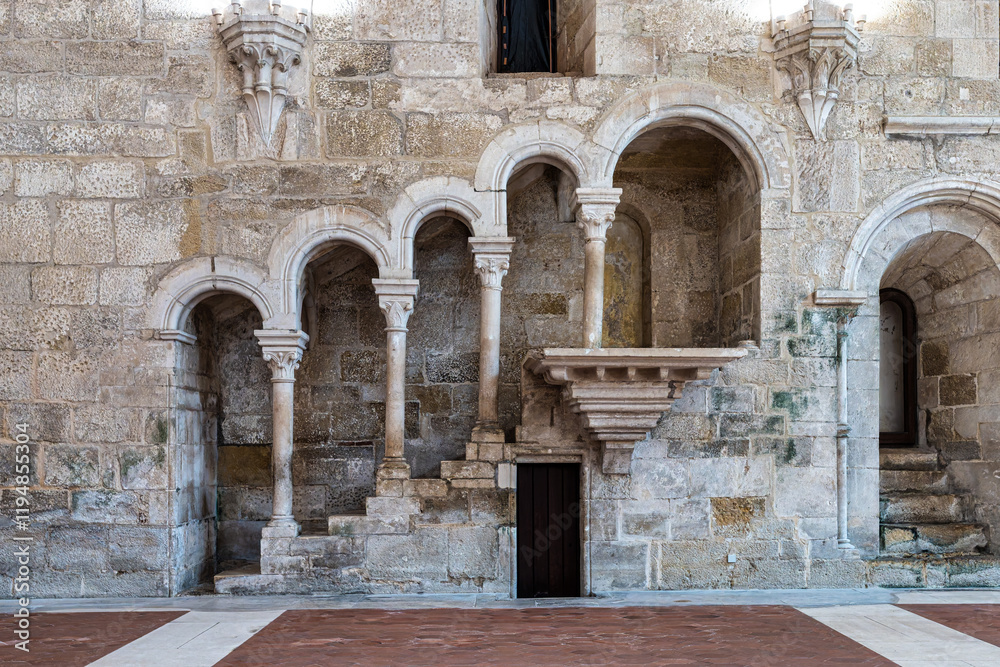 Naklejka premium The dining room of Alcobaca monastery, Mosteiro de Santa Maria de Alcobaca at Alcobaca, Portugal