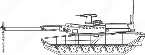 Modern battle tank K3 line black color, icon model of modern tank.