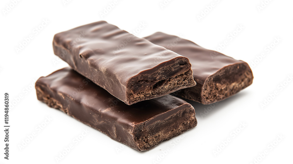 Tasty dark chocolate pieces with mint isolated on a white background Tasty dark chocolate pieces with mint isolated on a white background