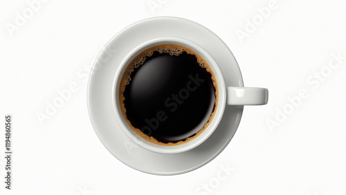 Freshly brewed coffee in a white cup with rich black liquid topping the surface on a light background