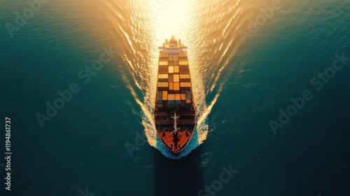 Sunrise Cargo Ship Ocean Voyage photo