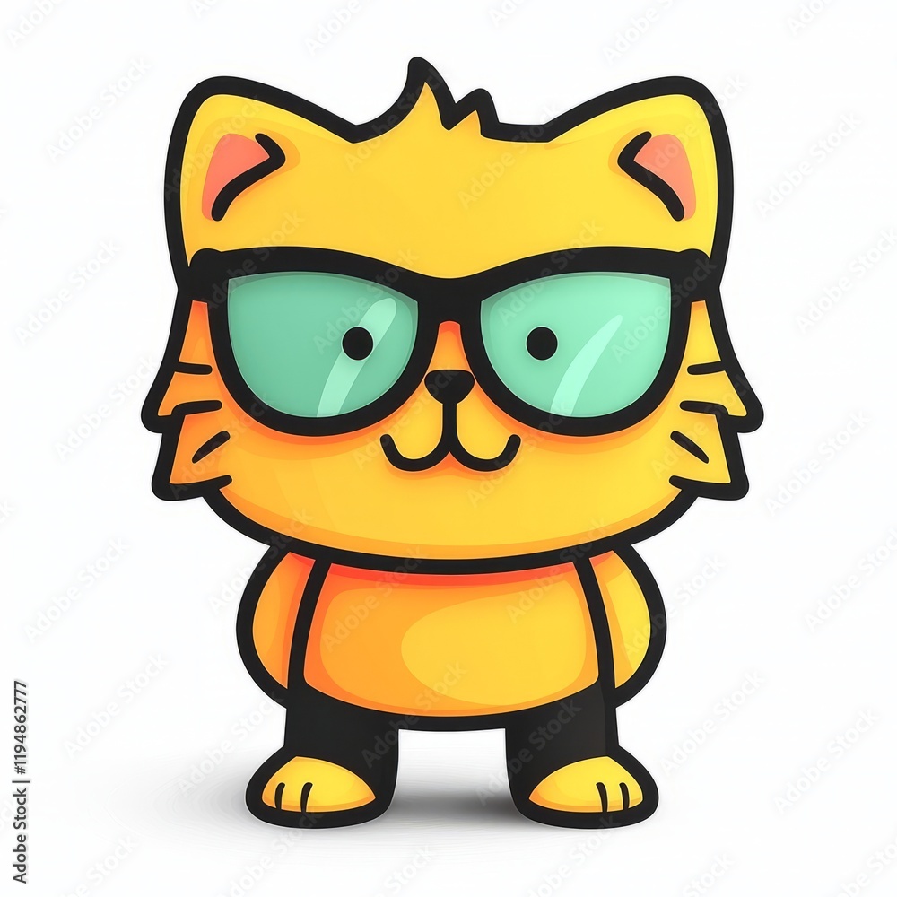 A Cute Orange Cat Wearing Trendy Glasses A Cute Orange Cat Wearing Trendy Glasses