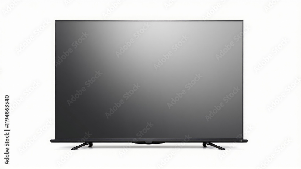 Black flat screen television displayed against a white background in a modern setting, emphasizing technology and design Black flat screen television displayed against a white background in a modern setting, emphasizing technology and design