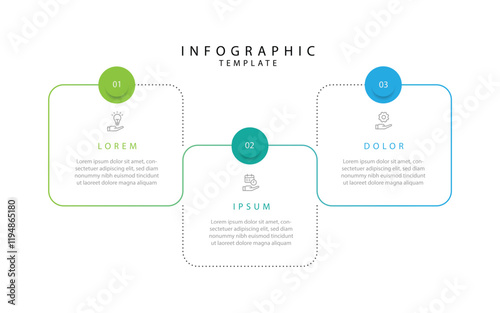 Design template infographic element. Timeline process with 3 step and line square style suitable for business information and web presentation 
