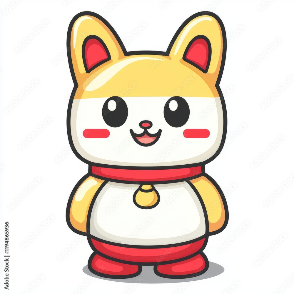 Adorable Cartoon Animal With Red Collar And Bell Adorable Cartoon Animal With Red Collar And Bell